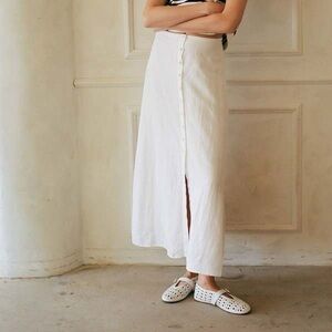 Beige Button-Front Skirt